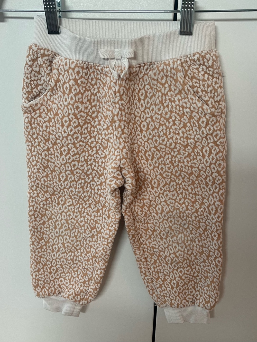 Janie & jack Plush Leopard Print Jogger Pants - Beige & Cream